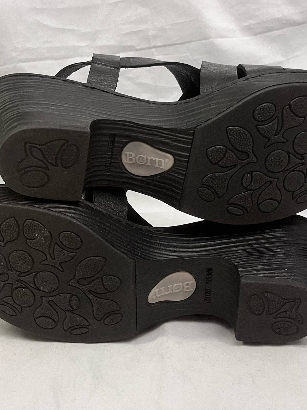 Born Black Leather Crisscross Wedge Sandals - Picture 4 of 6